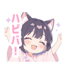 浴衣の黒猫の女の子スタンプ（個別スタンプ：30）