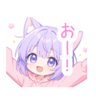 クマ×パープル猫耳パーカー女の子スタンプ（個別スタンプ：6）