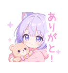 クマ×パープル猫耳パーカー女の子スタンプ（個別スタンプ：13）