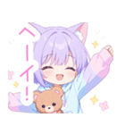 クマ×パープル猫耳パーカー女の子スタンプ（個別スタンプ：26）