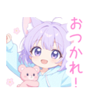 クマ×パープル猫耳パーカー女の子スタンプ（個別スタンプ：39）