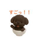 おちゃわんわん トイプードル色違い4色（個別スタンプ：17）