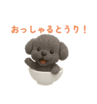 おちゃわんわん トイプードル色違い4色（個別スタンプ：24）