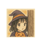 手書き風ハロウィン娘（個別スタンプ：1）
