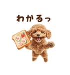 トーストに夢中なトイプードル（個別スタンプ：19）
