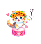 毎日使える 花冠ねこ 敬語 日常 ハート（個別スタンプ：3）