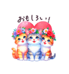 毎日使える 花冠ねこ 敬語 日常 ハート（個別スタンプ：21）