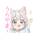 浴衣のライトグレー猫の女の子スタンプ（個別スタンプ：28）