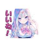 毎日使える自撮り女子高生パステルカラー（個別スタンプ：17）