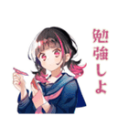 参考書まくら制服の女の子♡日常（個別スタンプ：6）