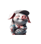 イカしたタトゥーのピンクブタ（個別スタンプ：8）
