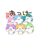 うごくカラフル ハチワレ猫（個別スタンプ：5）