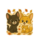 にゃん吉コン太の秋スタンプ（個別スタンプ：5）