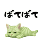 推し猫【緑】,,,,,,,（個別スタンプ：1）