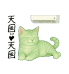 推し猫【緑】,,,,,,,（個別スタンプ：27）