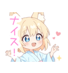 浴衣のキュート狐の女の子スタンプ（個別スタンプ：26）