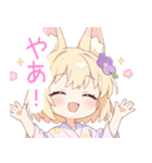 浴衣のキュート狐の女の子スタンプ（個別スタンプ：27）