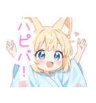 浴衣のキュート狐の女の子スタンプ（個別スタンプ：28）