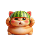スイカ頭の大萌え猫日常（個別スタンプ：2）
