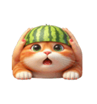 スイカ頭の大萌え猫日常（個別スタンプ：3）