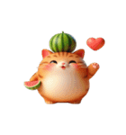 スイカ頭の大萌え猫日常（個別スタンプ：4）