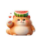 スイカ頭の大萌え猫日常（個別スタンプ：5）
