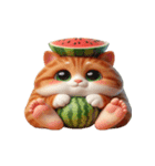 スイカ頭の大萌え猫日常（個別スタンプ：11）