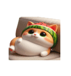スイカ頭の大萌え猫日常（個別スタンプ：13）