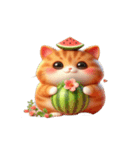 スイカ頭の大萌え猫日常（個別スタンプ：16）