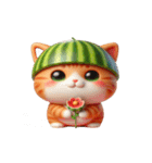 スイカ頭の大萌え猫日常（個別スタンプ：22）