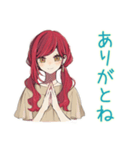 普段着赤髪女子★感情ジェットコースター（個別スタンプ：3）