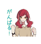 普段着赤髪女子★感情ジェットコースター（個別スタンプ：8）
