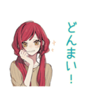 普段着赤髪女子★感情ジェットコースター（個別スタンプ：15）