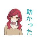 普段着赤髪女子★感情ジェットコースター（個別スタンプ：16）