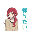普段着赤髪女子★感情ジェットコースター（個別スタンプ：19）