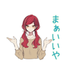 普段着赤髪女子★感情ジェットコースター（個別スタンプ：21）
