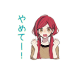 普段着赤髪女子★感情ジェットコースター（個別スタンプ：22）