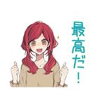 普段着赤髪女子★感情ジェットコースター（個別スタンプ：31）