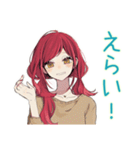 普段着赤髪女子★感情ジェットコースター（個別スタンプ：33）