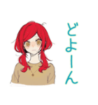 普段着赤髪女子★感情ジェットコースター（個別スタンプ：35）