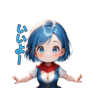 ドタバタ青髪ガール（個別スタンプ：4）