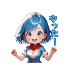 ドタバタ青髪ガール（個別スタンプ：14）