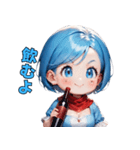 ドタバタ青髪ガール（個別スタンプ：16）