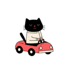 白セーターの黒猫（個別スタンプ：1）