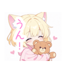 クマ×ブロンド猫耳パーカー女の子スタンプ（個別スタンプ：5）
