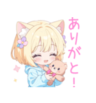 クマ×ブロンド猫耳パーカー女の子スタンプ（個別スタンプ：6）