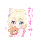 クマ×ブロンド猫耳パーカー女の子スタンプ（個別スタンプ：10）