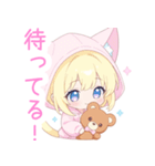 クマ×ブロンド猫耳パーカー女の子スタンプ（個別スタンプ：15）