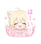クマ×ブロンド猫耳パーカー女の子スタンプ（個別スタンプ：26）