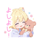 クマ×ブロンド猫耳パーカー女の子スタンプ（個別スタンプ：27）